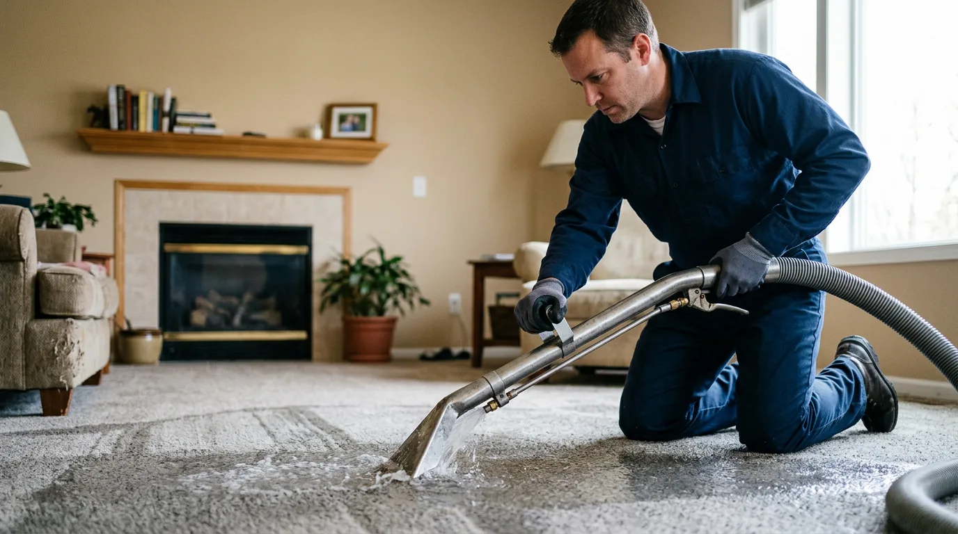 Water damage restoration technician working near Durham, MO